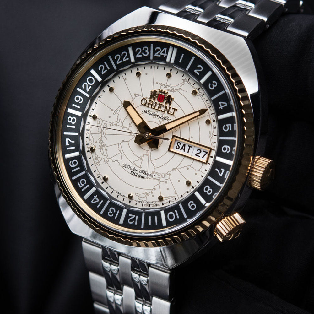 Orient Revival World Map Watch - Automatic Mechanical With Stainless Steel Case & Bracelet